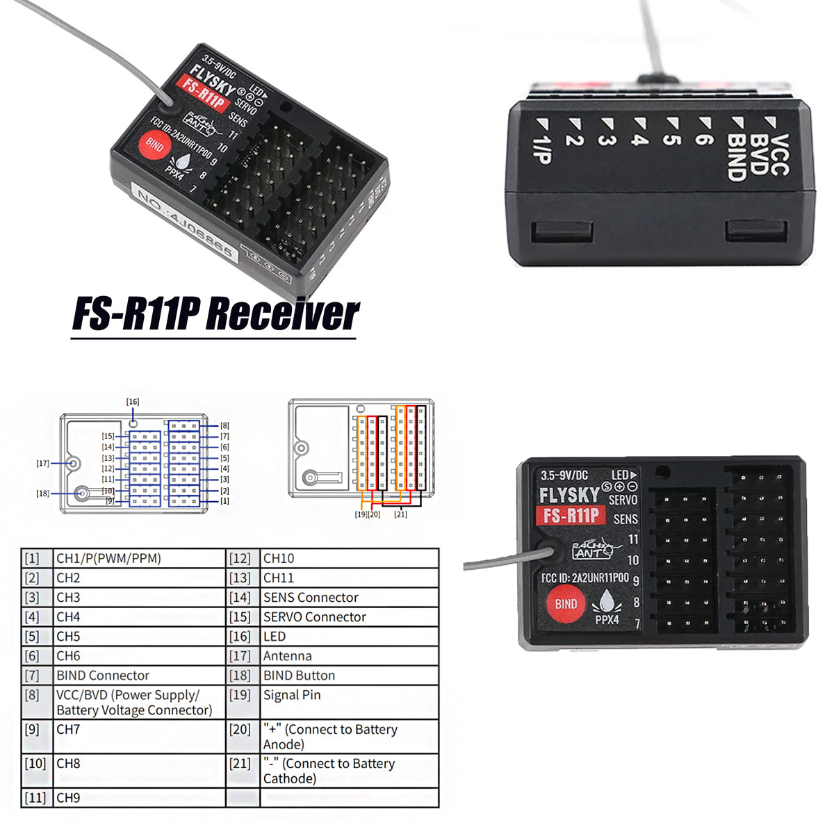 FLYSKY remote control G7P+ 10CH ANT Protocol Radio Transmitter PWM PPM I-BUS SBUS Output with FS-R11D Receiver for RC Car Boat