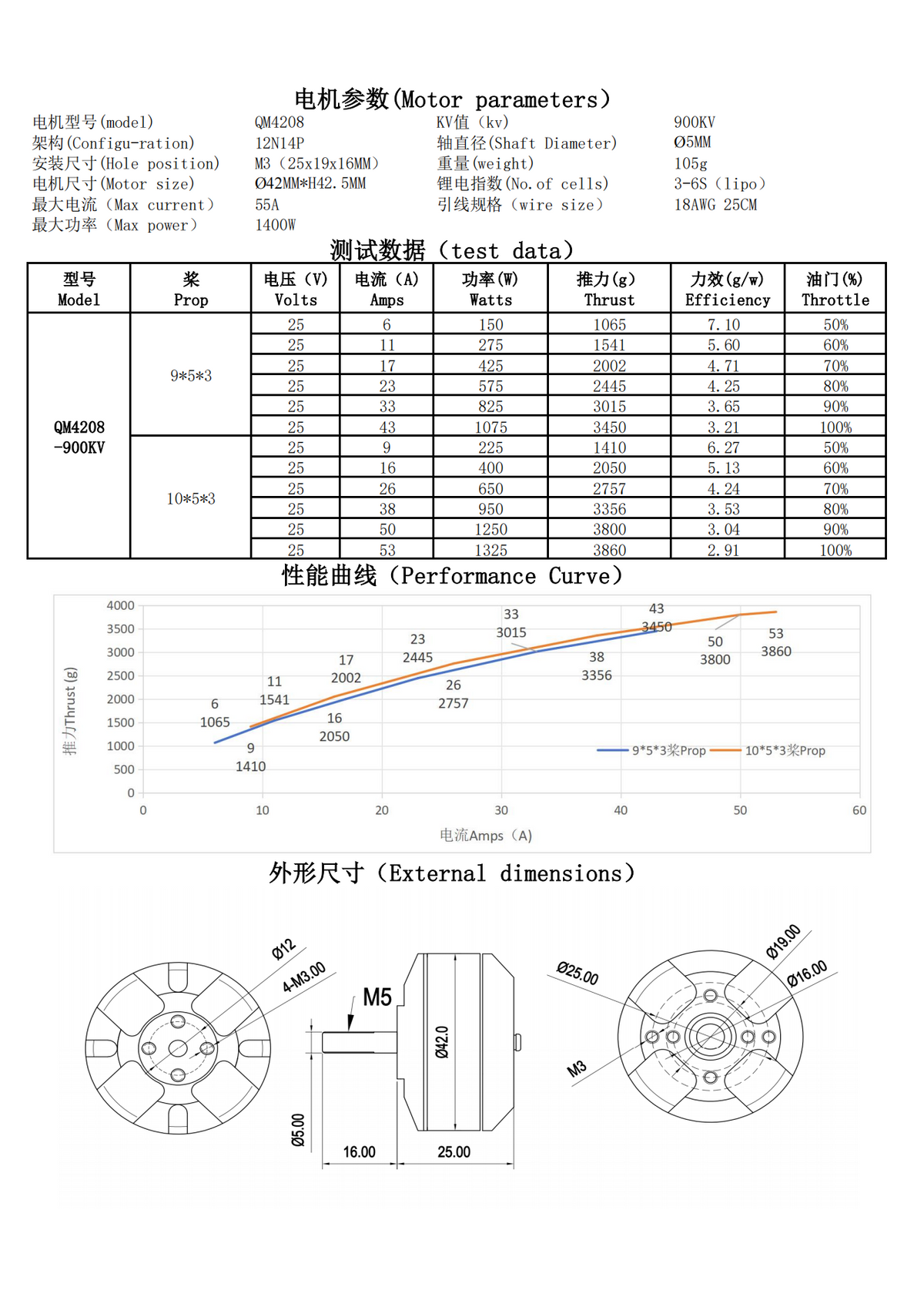 QX-MOTOR QM4208 380KV 680KV CWCCW 900kv Brushless Motor Accessories For RC Multirotor Quadcopter Hexa Drone