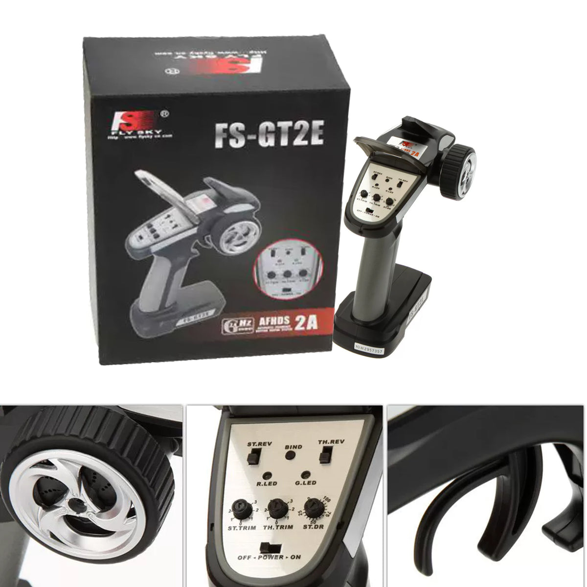 Flysky FS-GT2E Remote Control 2A 2.4ghz 2CH Radio System Transmitter with FS-A3 Receiver for RC Car Boat