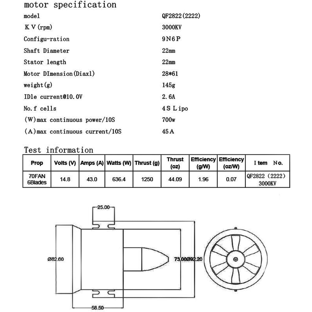 QX-MOTOR 70mm EDF 6 Blades Ducted Fan QF2822 QF2827 4S 6S Brushless Motor for FMS RC Drone DIY Parts
