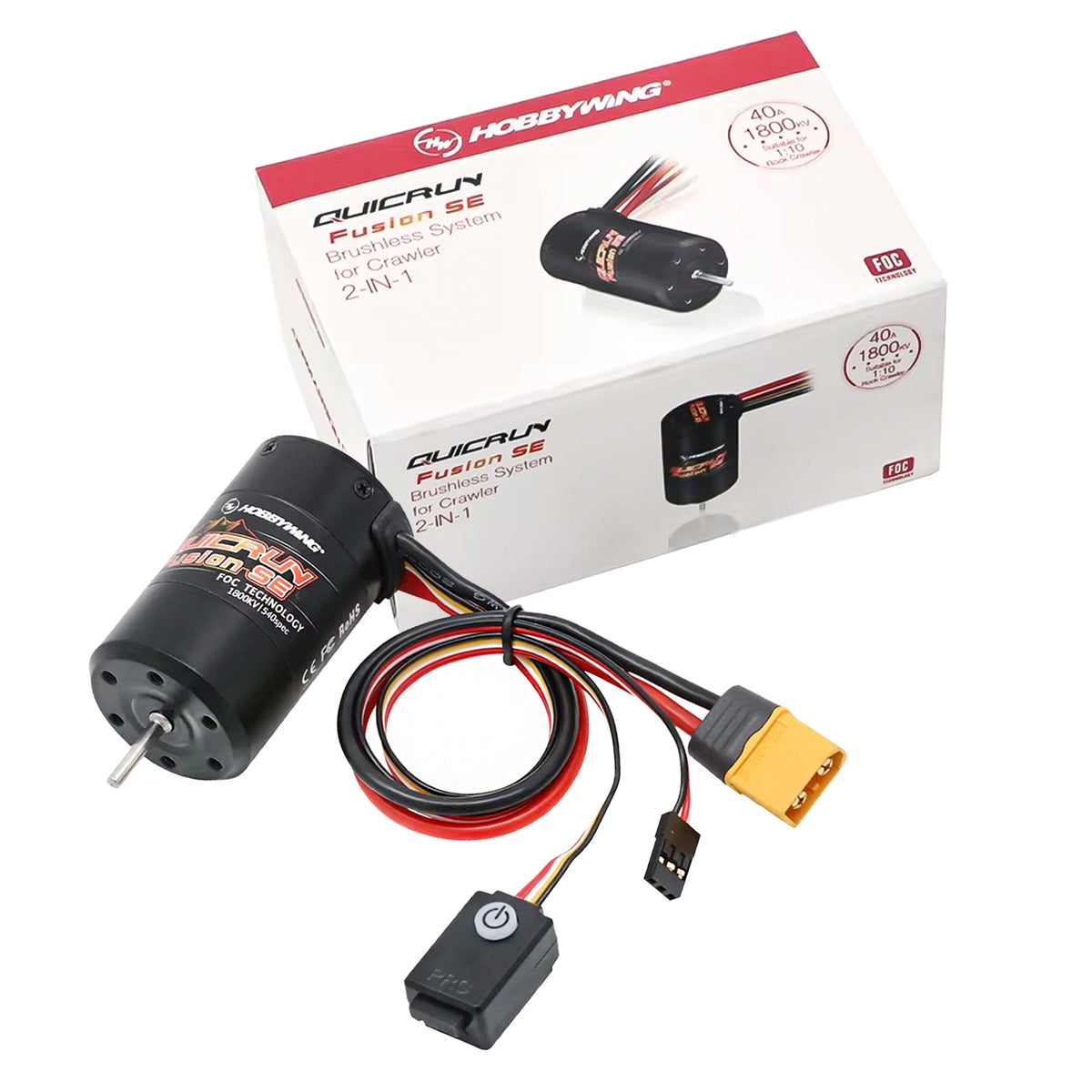 Hobbywing Quicrun Fusion SE 40A 1800kv 1200kv Brushless Motor ESC Combo 2-in-1 Sensored FOC for 1/10 1/8 RC Crawler Rock Car