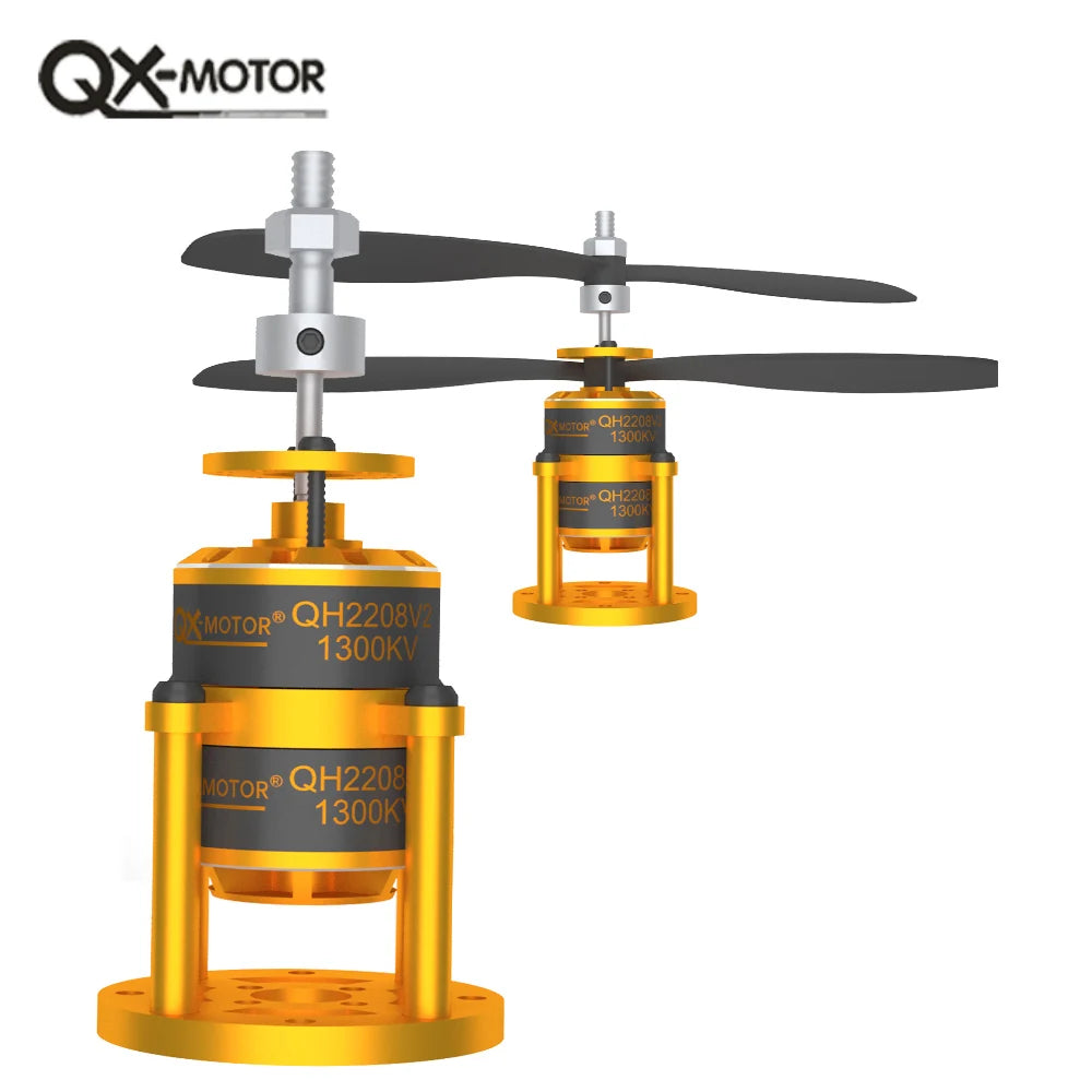 QX-MOTOR QH2208-V2 1300kv coaxial dual propeller brushless motor, paired with 9047 propeller, suitable for toy accessories
