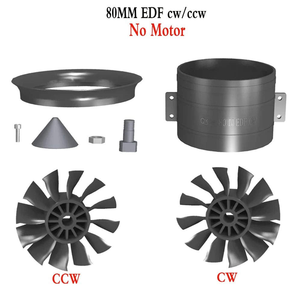 QX-MOTOR 30MM 50MM 64MM 70MM 80MM 90MM 120MM EDF no motor 6/12 Blades Ducted Fan For Remote Control Toy Parts