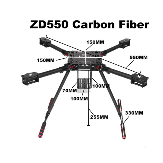 Four axis ZD550 ZD680 / Hexacopter ZD850 Full Carbon Fiber Folding Aerial airplane Rack with Landing Gear for FPV DIY Aircraft